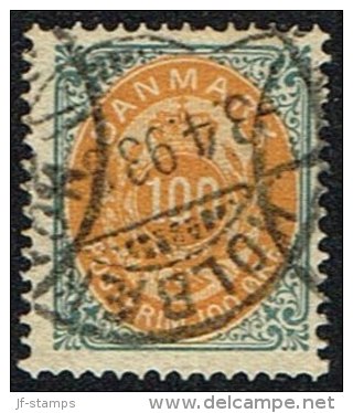 1875-1903. Bi-coloured. 100 Øre Grey/yellow HOLBÆK -3. 4. 93. (Michel: 31) - JF157947 - Unused Stamps