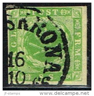 1857. Dotted Spandrels. 8 Skilling Green. LANDSKRONA 16 10 1866. Very Scarce Cancel On ... (Michel: 5) - JF158447 - Ongebruikt