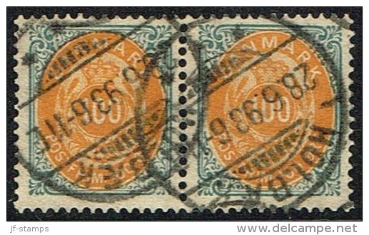 1875-1903. Bi-coloured. 100 Øre Grey/yellow Pair HOLBÆK 28. 6. 93. (Michel: 31) - JF157948 - Ongebruikt