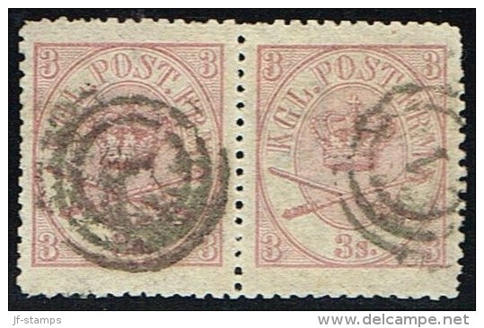 1870. Large Oval Type. 3 Skilling Lilac-rose. Lineperforated 12½. VERY SCARCE PAIR. (Michel: 12B) - JF158327 - Unused Stamps