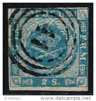 1855. Dotted Spandrels. 2 Skilling Blue. 41 MARIBO. Very Scarce Cancel On This Issue. L... (Michel: 3) - JF158443 - Ungebraucht