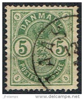 1882. Coat-of Arms. Small Corner Figures. 5 Øre Green TAASTRUP (Michel: 32) - JF164737 - Unused Stamps
