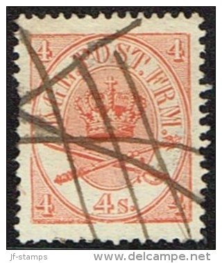 1865. Large Oval Type. 4 Skilling Bright Red. Perf. 13x12½ X Interesting.  (Michel: 13Aa) - JF164094 - Unused Stamps