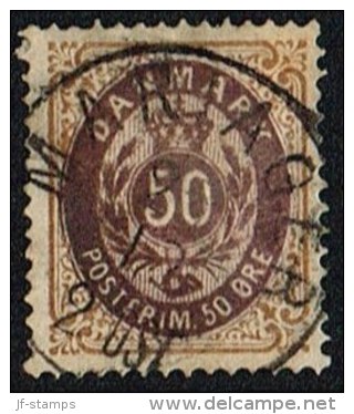 1875. Bi-coloured. 50 Øre Lilac-brown/brown-yellow. Perf. 14x13½. Inverted Frame. MARIA... (Michel: 30IIYAc) - JF163978 - Ongebruikt