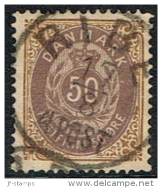 1875. Bi-coloured. 50 Øre Lilac/brown. Perf. 14x13½. Normal Frame RIBE 17 8 4 POST. (Michel: 30IYAb) - JF165963 - Ungebraucht