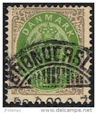 1875-1903. Bi-coloured. 25 Øre Grey/green 5. Print. BRØNDERSLEV. (Michel: 29) - JF165959 - Nuevos