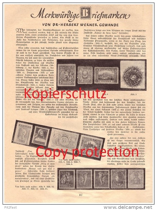 Original Zeitungsbericht - 1930 - Merkwürdige Briefmarken , Postwertzeichen , Dr. H.W. Gewande !!! - Sammlungen