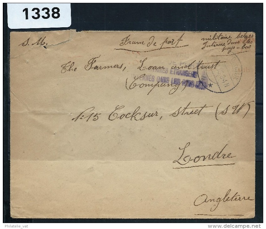 BELGIQUE - LETTRE D UN MILITAIRE INTERNE AU PAYS BAS POUR LONDRES  1915    A VOIR - Covers & Documents