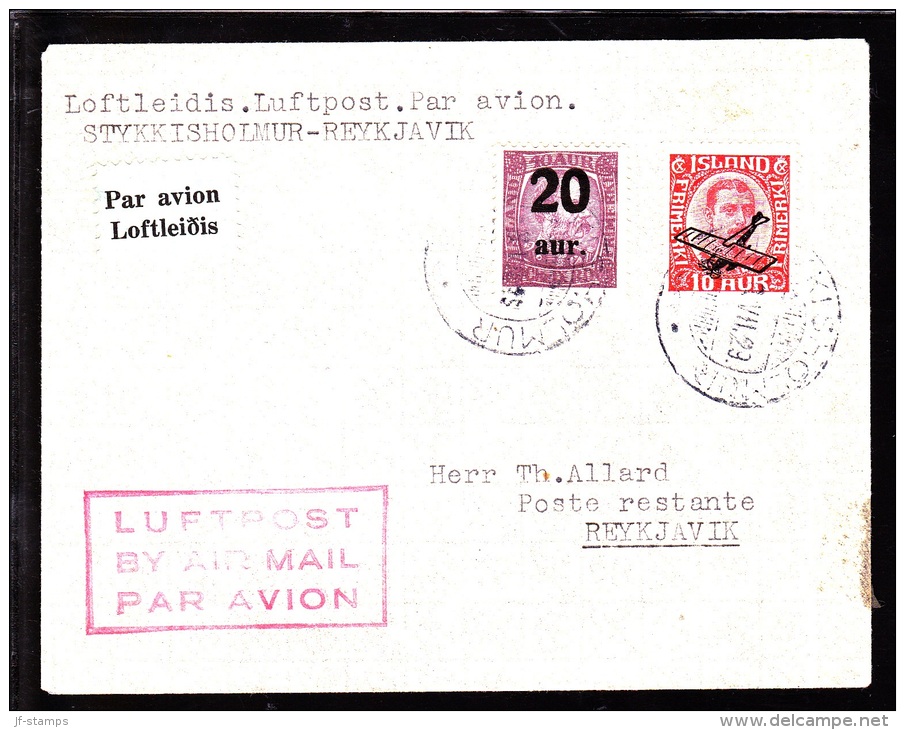 1929. Air Mail. King Christian IX. 20 Aur On 40 Aur Lilac And Air Mail. Overprint. Aero... (Michel: 107, 122) - JF103785 - Luchtpost