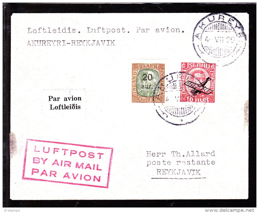 1929. King Christian IX. 20 Aur On 25 Aur Green/brown And Air Mail. Overprint. Aeroplan... (Michel: 106, 122) - JF103763 - Poste Aérienne