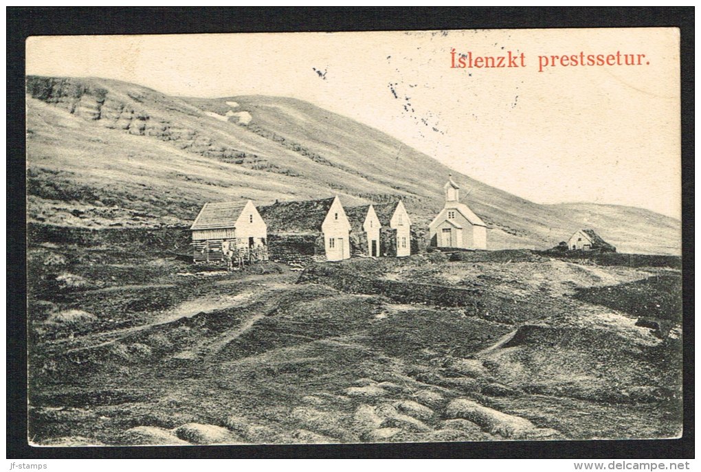 1902. King Christian IX. 4 Aur Grey/red Pair On Postcard (Islenzkt Prestssetur) To Købe... (Michel: 36) - JF104250 - Other & Unclassified