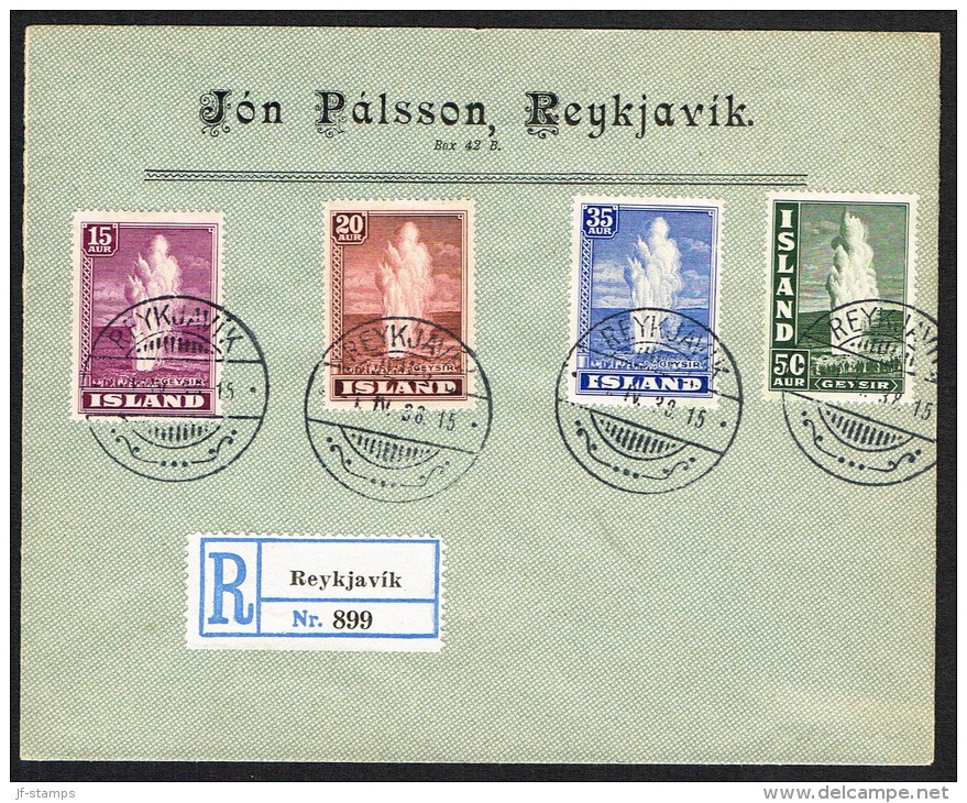 1938. Geysir. Set Of 4. FDC REYKJAVIK 1. IV. 38. (Michel: 193-196) - JF104259 - Covers & Documents