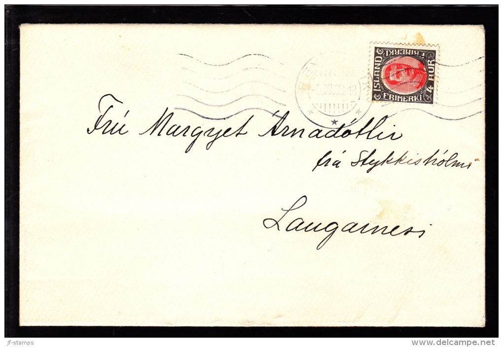 1920. King Christian X. 4 Aur. REYKJAVIK -5.IX.30 To Laugaineri. (Michel: 85) - JF103940 - Lettres & Documents