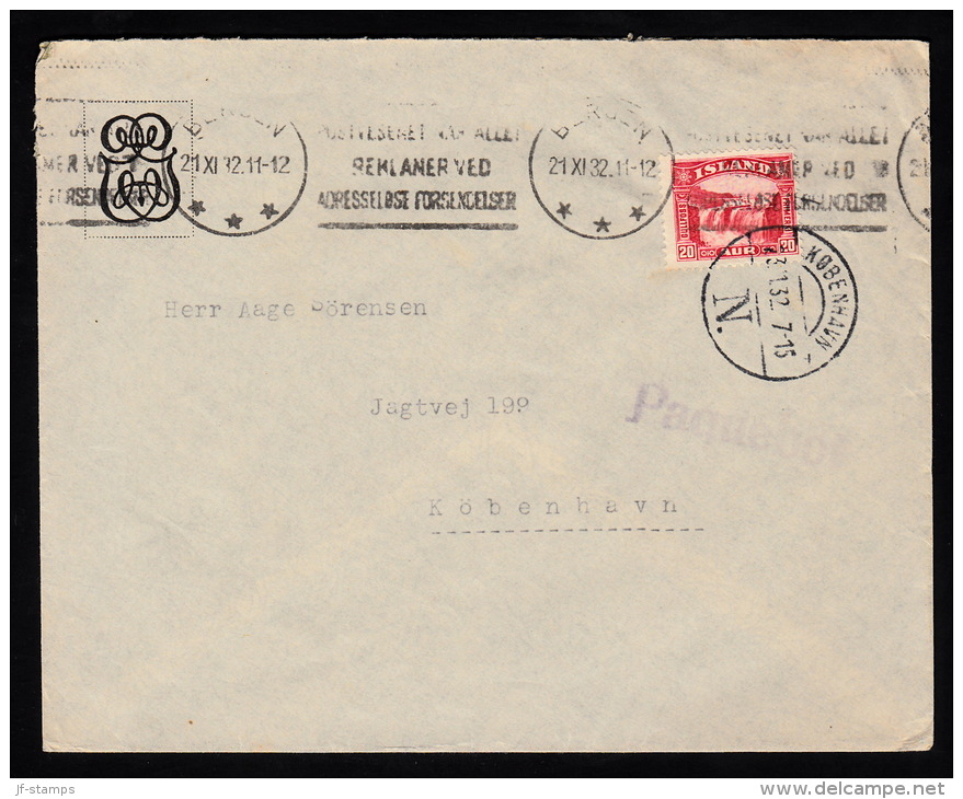 1931. Gullfoss. 20 Aur Red On Shipmailcover. Cancelled Paquebot Together With BERGEN 21... (Michel: 151) - JF104639 - Brieven En Documenten