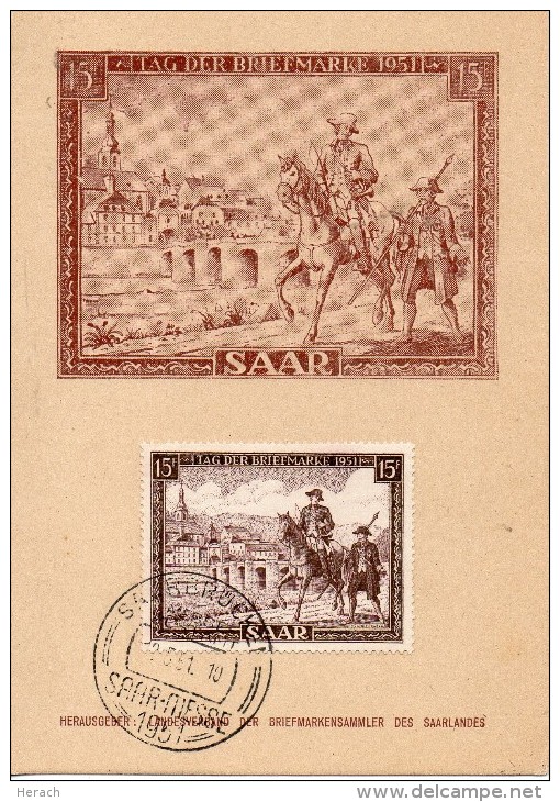 SARRE CARTE JOURNEE DU TIMBRE 1951 - FDC