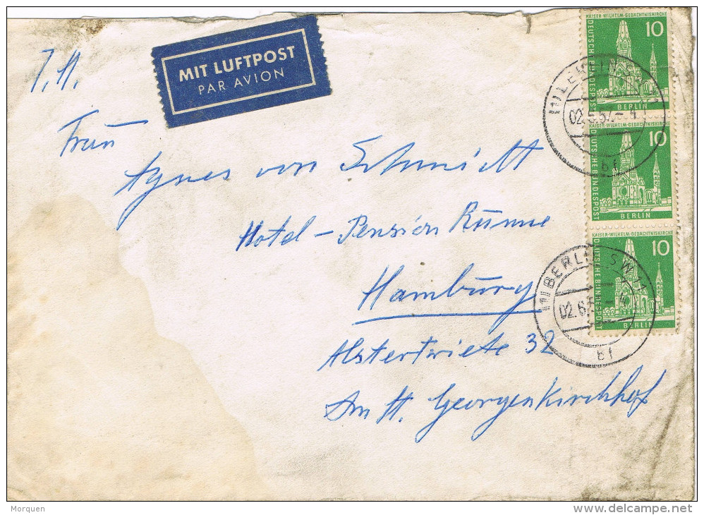 11606. Carta Aerea BERLIN (Alemania Berlin) 1957  A Hamburg - Briefe U. Dokumente