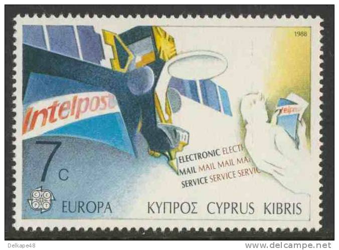 Cyprus Chypre Zypern 1988 Mi 695 YT 691 ** Intelpost Telefax Terminal / Satellit, Mann Mit Telebrief - Europa Cept - Telecom