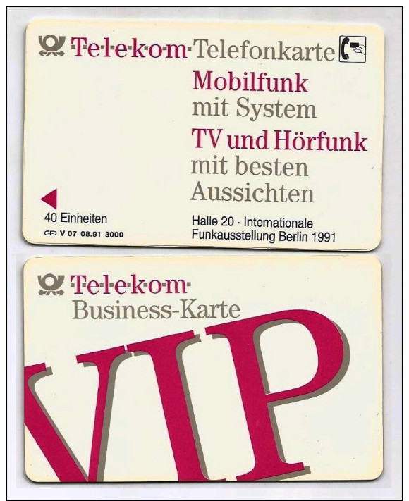 Deutschland / Germany Telefonkarte - 1991 V 07  08.91 - Dummy - V-Series : VIP Et Cartoncini Da Visita