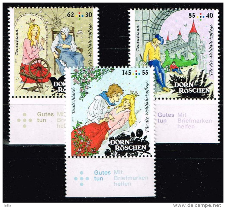 Bund 2015, Michel# 3132 - 3134 ** Grimms Märchen, Dornröschen - Unused Stamps