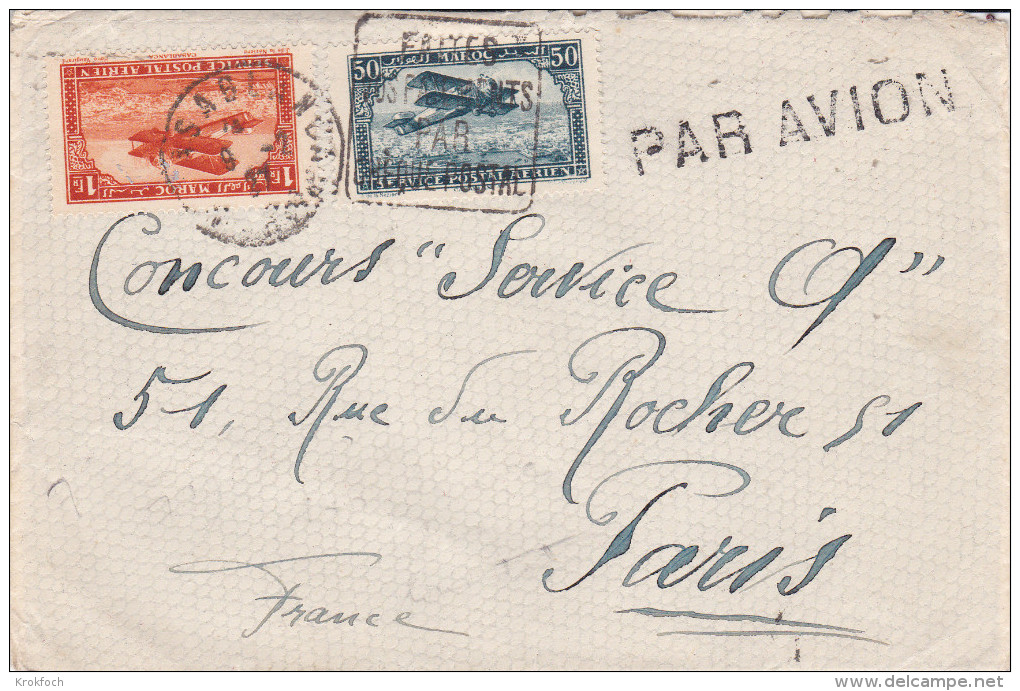 Casablanca 1937 - Lettre Avec Griffe Par Avion - Daguin Chèque Postal - Lettres & Documents