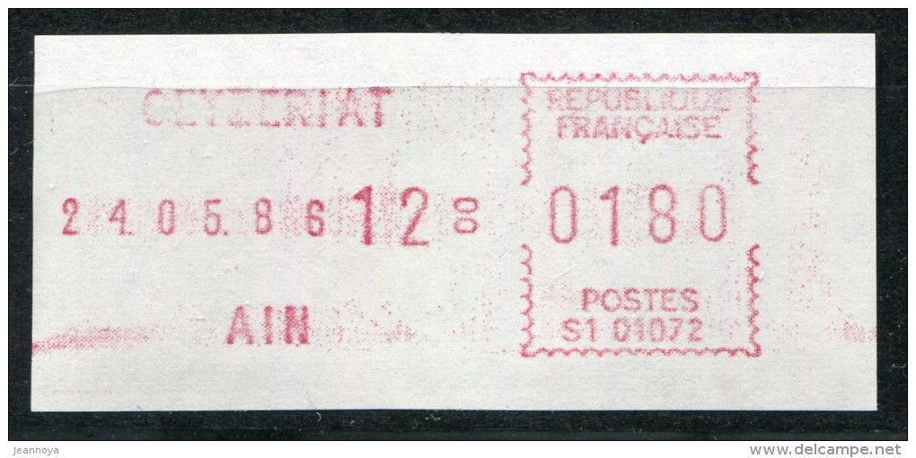 TIMBRES DE DISTRIBUTEURS - VIGNETTE DE CEYZERIAT DU 24/5/1986 - TB - 1981-84 Types « LS » & « LSA » (prototypes)