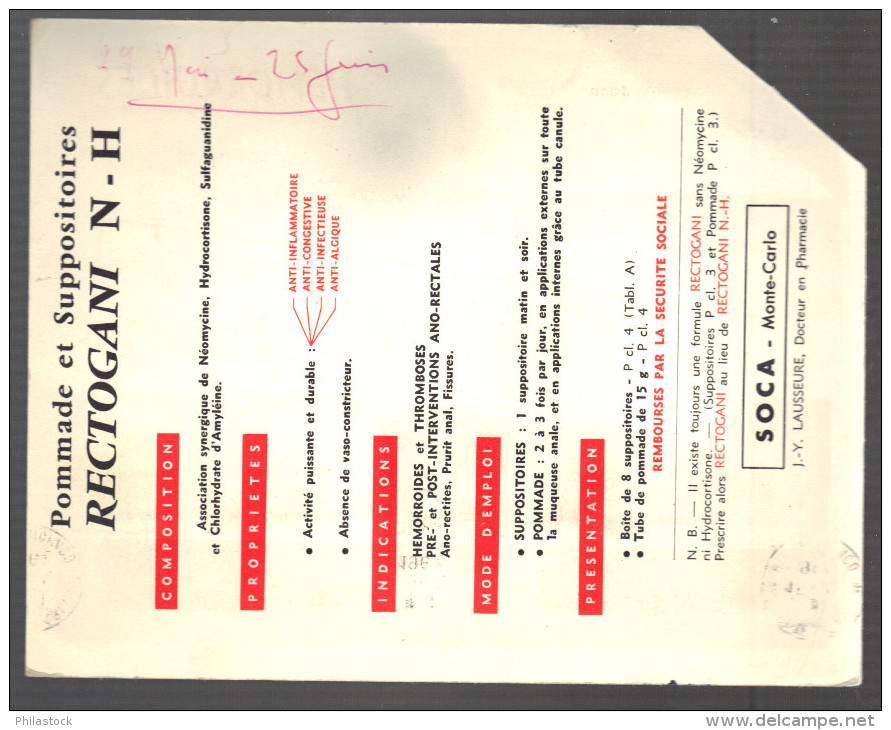 MONACO 1964  N° Mariage  Obl. S/carte Publicitaire - Brieven En Documenten