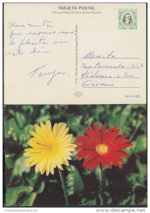 1976-EP-1 CUBA 1976. Ed.119d. ENTERO POSTAL. POSTAL STATIONERY. MOTHER DAY SPECIAL DELIVERY. FLOWERS. FLORES. USED. - Covers & Documents