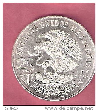 MEXICO 25 PESOS 1968 OLYMPIC RINGS BELOW NATIVES SILVER 22.50 GR. KM479.2 - Mexico