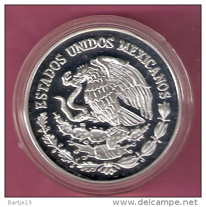 MEXICO 100 PESOS 1992 PROOF SILVER 1 OZ. KM566 SWIMMING PURPOISE - Mexico