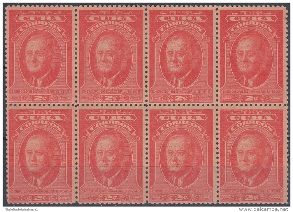 1947-11. CUBA. REPUBLICA. 1947. Ed.390. MNH. FRANKLIN DELANO ROOSEVELT. BLOCK 8. - Unused Stamps