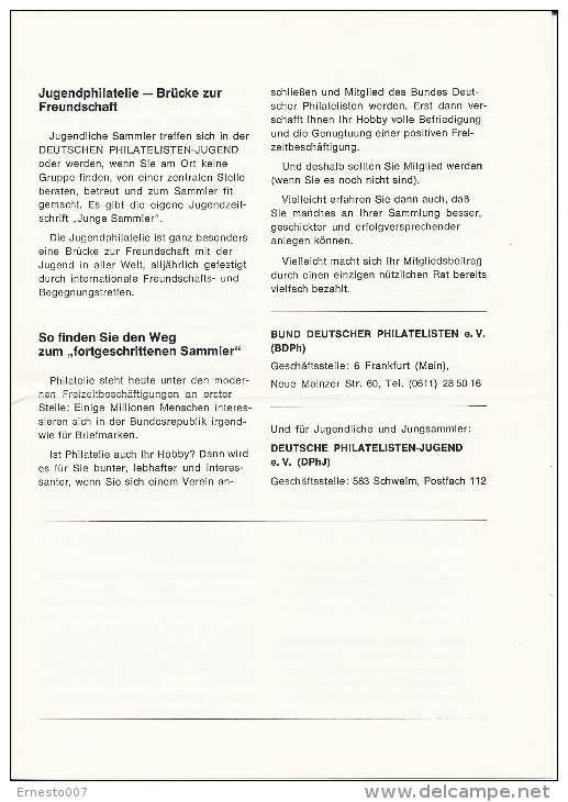 Postkarte CP Fleyer: Bund Deutscher Philtelisten EV FFM, Ungebraucht - Siehe Scan - *) - Bücher & Kataloge