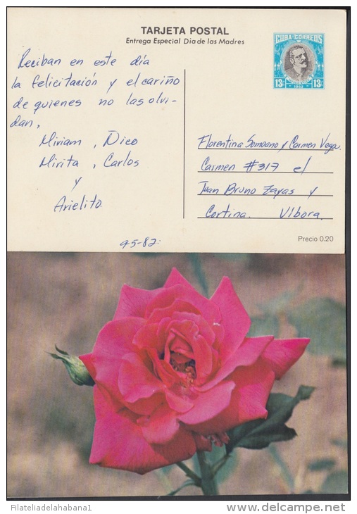 1982-EP-5 CUBA 1982. Ed.129d. MOTHER DAY SPECIAL DELIVERY. ENTERO POSTAL. POSTAL STATIONERY. ROSAS. ROSE. FLOWERS. FLORE - Brieven En Documenten