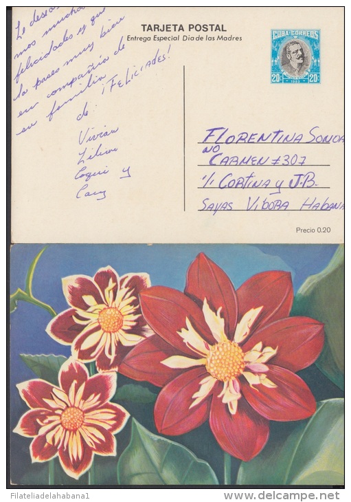 1983-EP-6 CUBA 1983. Ed.133h. MOTHER DAY SPECIAL DELIVERY. ENTERO POSTAL. POSTAL STATIONERY. FLOWERS. FLORES. USED. - Brieven En Documenten
