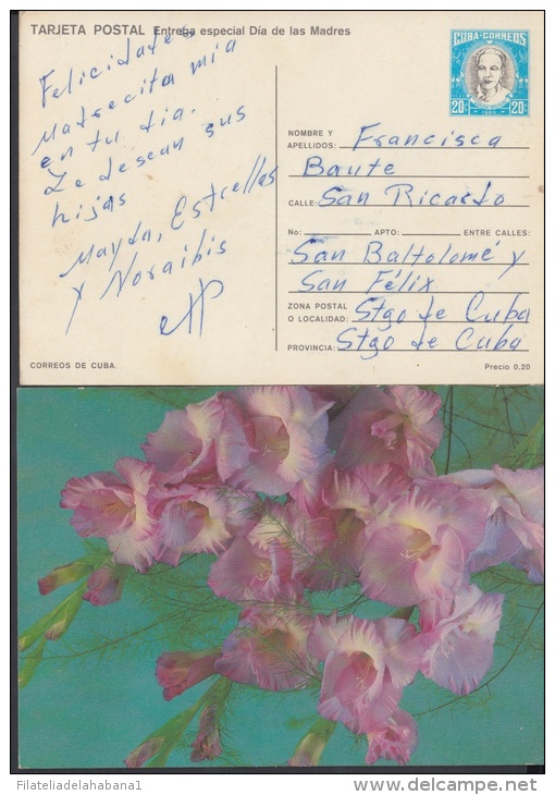 1985-EP-1 CUBA 1985. Ed.136a. MOTHER DAY SPECIAL DELIVERY. ENTERO POSTAL. POSTAL STATIONERY. FLOWERS. FLORES. USED. - Lettres & Documents