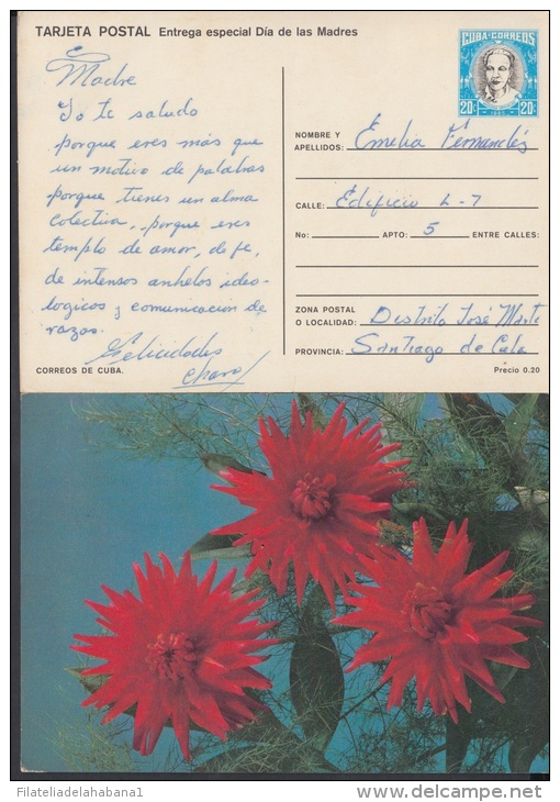 1985-EP-2 CUBA 1985. Ed.136d. MOTHER DAY SPECIAL DELIVERY. ENTERO POSTAL. POSTAL STATIONERY. FLOWERS. FLORES. USED. - Lettres & Documents