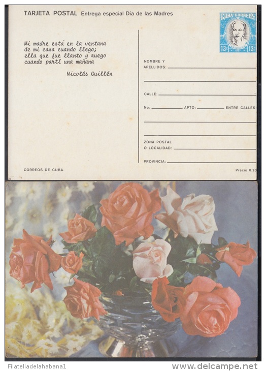 1987-EP-7 CUBA 1987. Ed.143. MOTHER DAY SPECIAL DELIVERY. ERROR DE CORTE. FLORES. FLOWERS. VERSO: NICOLAS GUILLEN. UNUSE - Neufs