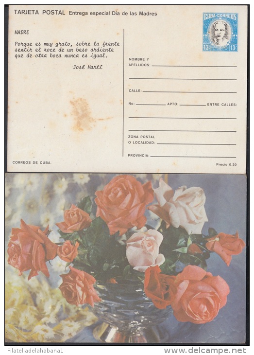 1987-EP-9 CUBA 1987. Ed.143. MOTHER DAY SPECIAL DELIVERY. POSTAL STATIONERY. FLORES. FLOWERS. VERSO: JOSE MARTI. UNUSED. - Ongebruikt