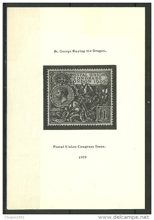 GRANDE-BRETAGNE : TIMBRE POSTAL - UNION CONGRESS ISSUE - IMPRIME SUR BRISTOL  1929 - Variétés, Erreurs & Curiosités
