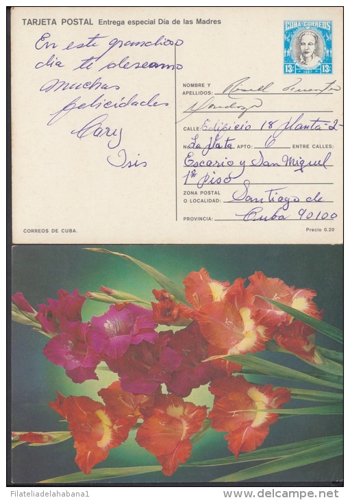 1987-EP-36 CUBA 1987. Ed.141a. MOTHER DAY SPECIAL DELIVERY. ENTERO POSTAL. POSTAL STATIONERY. GLADIOLOS. FLOWERS. FLORES - Neufs