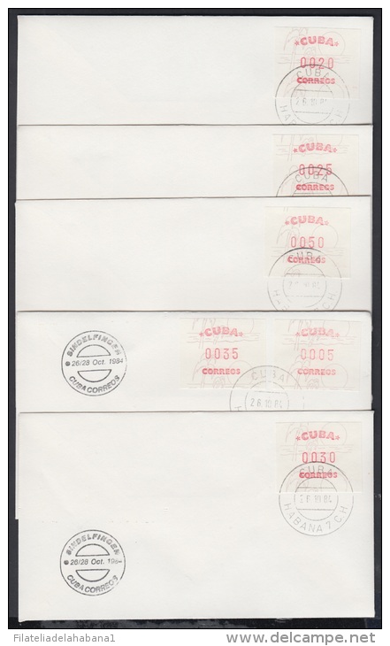 FRAMA-4 CUBA. 1984. FERIA INTERNACIONAL DEL SELLO. SINDELFINGE. GERMANY. ALEMANIA. SOBRES CON LA SERIE COMPLETA. INTERNA - Franking Labels