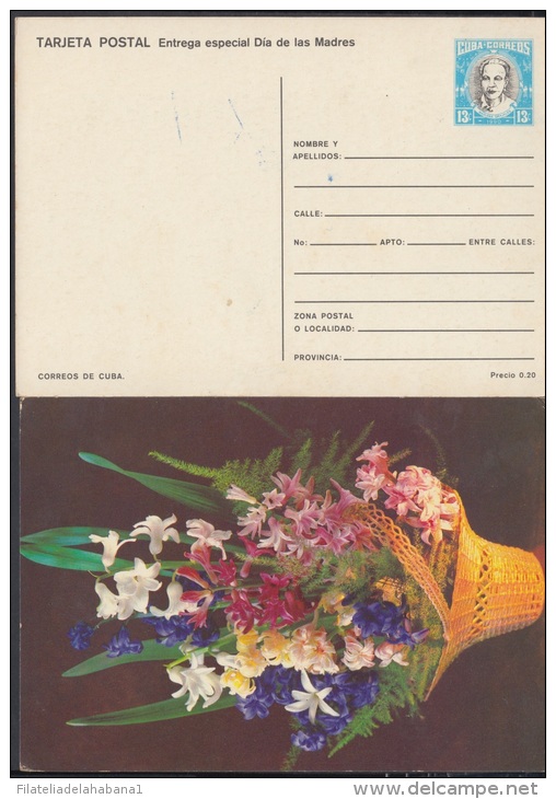 1990-EP-16 CUBA 1990. Ed.147h. MOTHER DAY SPECIAL DELIVERY. ENTERO POSTAL. POSTAL STATIONERY. FLOWERS. FLORES. UNUSED. - Lettres & Documents