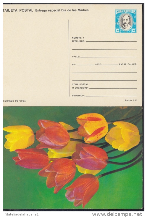 1990-EP-20 CUBA 1990. Ed.147e. MOTHER DAY SPECIAL DELIVERY. ENTERO POSTAL. POSTAL STATIONERY. TULIPANES. FLOWERS. FLORES - Lettres & Documents