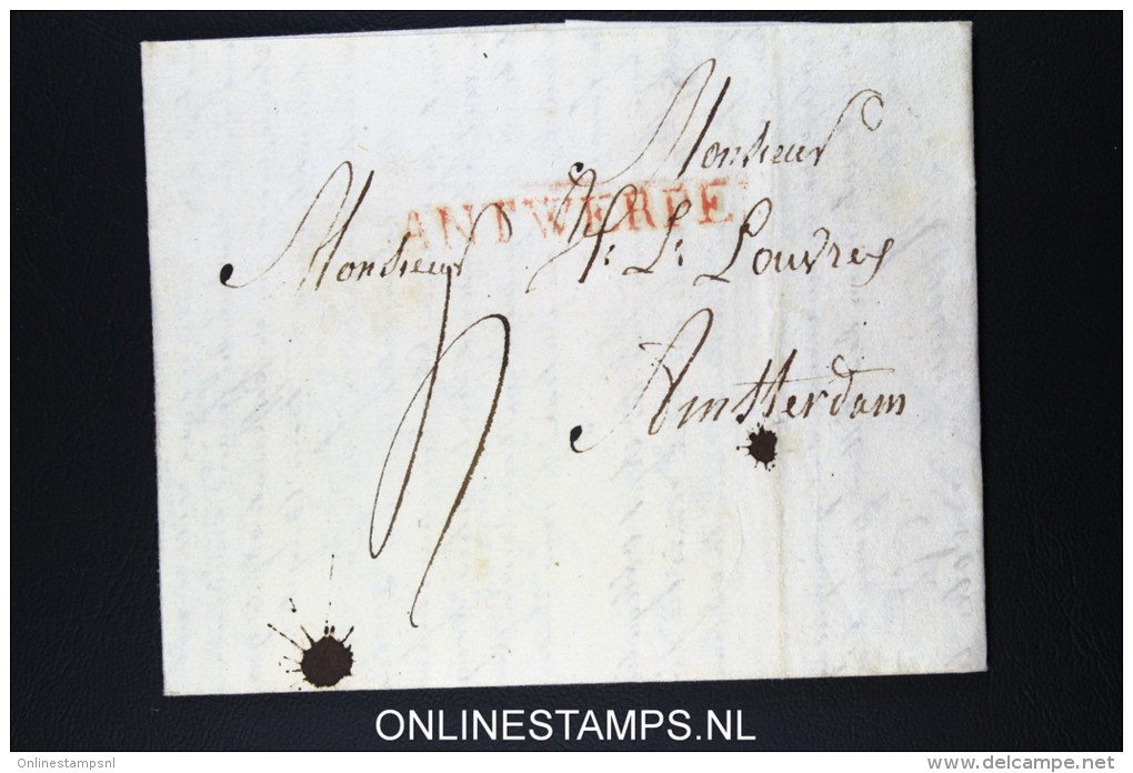 Belgium: Complete Letter From Antwerpen To Amsterdam 1817 Wax Sealed - 1815-1830 (Dutch Period)