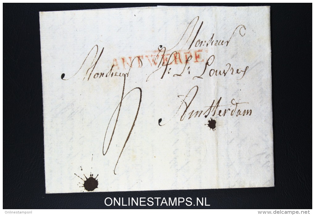 Belgium: Complete Letter From Antwerpen To Amsterdam 1817 Wax Sealed - 1815-1830 (Période Hollandaise)