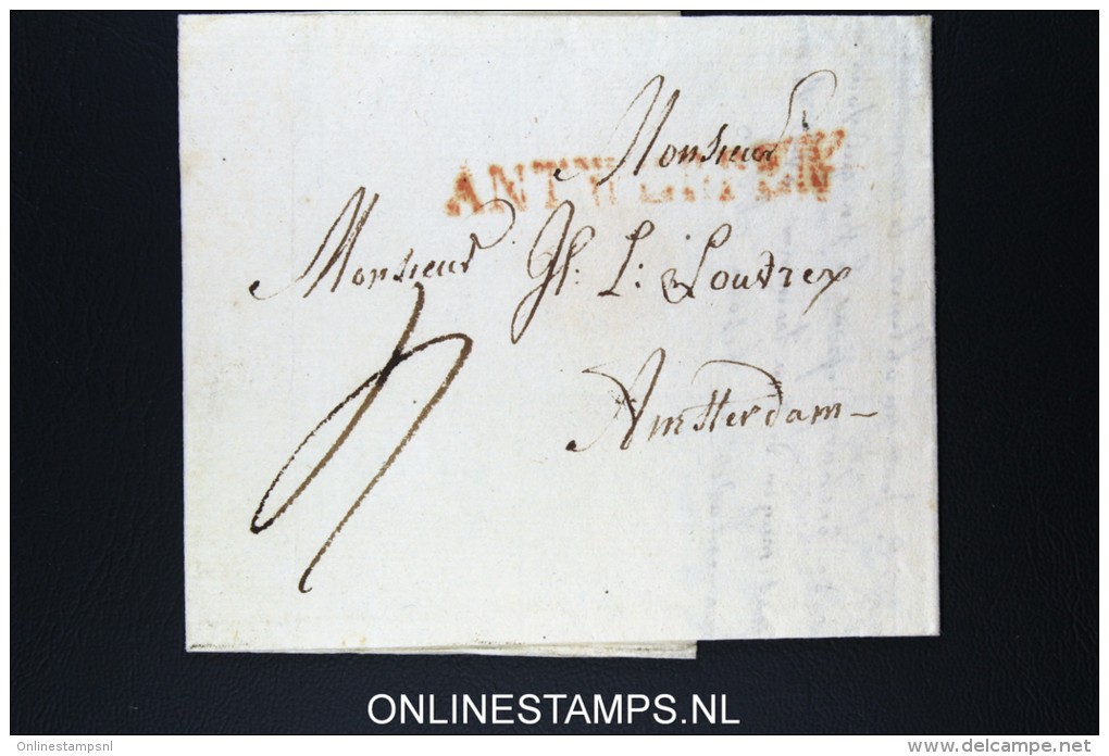Belgium: Complete Letter From Antwerpen To Amsterdam 1817 Wax Sealed - 1815-1830 (Période Hollandaise)