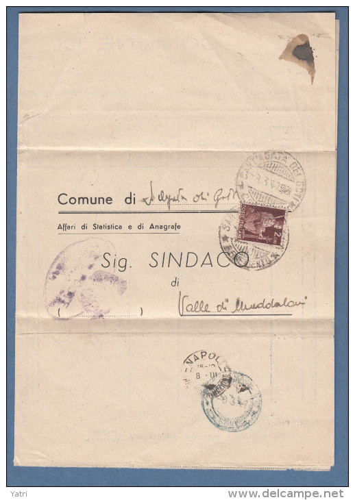 Italia 1947 - Avvento 2 Lire - Rispedizione Con 2 Lire Democratica (valori Gemelli) - 1946-60: Storia Postale