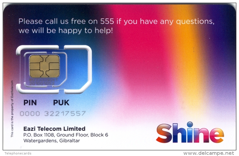 GSM SIM Card With Chip Original____GIBRALTAR____ Company Shine____rare - Gibraltar