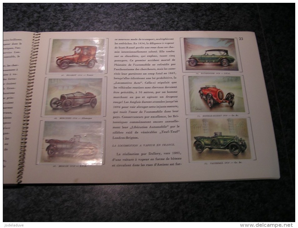 HISTOIRE DE L AUTOMOBILE Chromos Trading cards Vignette MINERVA Complet Autos Voiture  Collection Auto Peu Courant