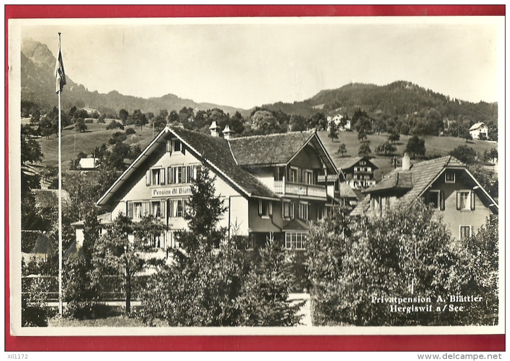 DDI-08  Hergiswil Am See, Pension Blättler. Gelaufen In 1943, Briefmarke Fehlt. - Hergiswil