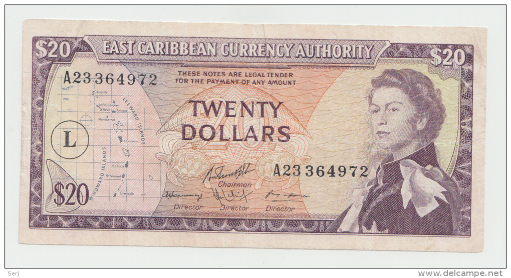 East Caribbean States 20 Dollars 1965 VF Pick 15h 15 H - Ostkaribik